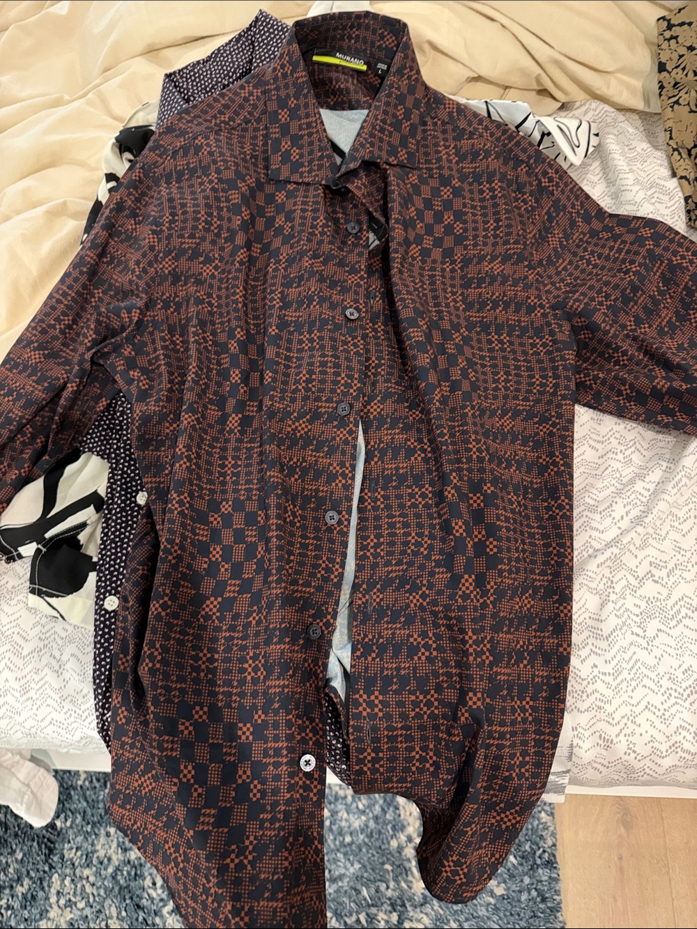 Murano Black & Brown Geometric Lightweight Shirt